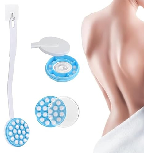 Eincremehilfe Für Rücken, Abnehmbar Lange Griff Rücken Eincremehilfe Mit 19 Massagerolle, Rückeneincremhilfe Rückenbürste Für Rücken-Eincremer Creamer Lotion Mit 2 Stück Bürstenkopf