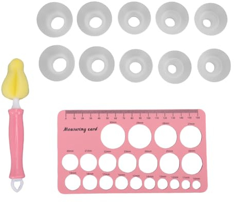 Dilwe Kit di Dimensionamento Flangia Capezzolo, Inserti Flangia in Silicone da 10 Pezzi 13/15/17/19/21 Mm con Spazzola per la Pulizia, Kit Essenziali per L'allattamento Al Seno