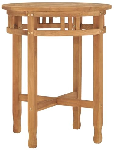 YuuSsea Bistrotisch Ø60x60 cm Teak Massivholz, runder Esstisch für Küche & Garten, witterungsbeständig, fein geschliffen, Elegante Optik