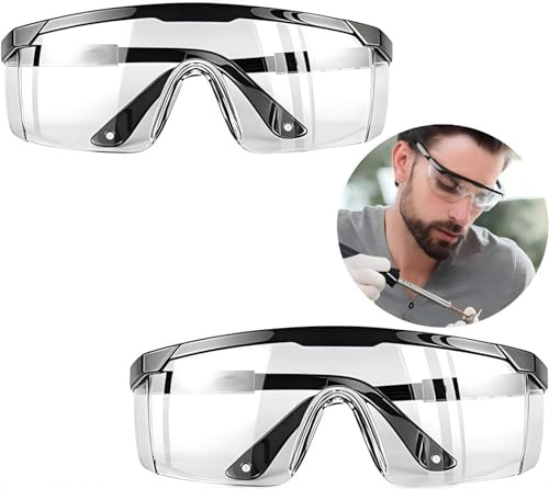 JXAurix 2 Stück Schutzbrille Klar Anti-Beschlag Schutzbrillen Staubdicht Stoßfest Augenschutz für Arbeit Labor Radfahren