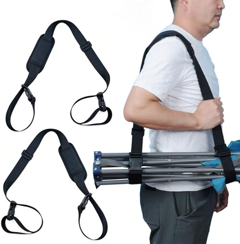 Sangles de Chaise de Plage Réglables, 2 Pièces Bandoulière Scooter, Bandoulière de Rechange Réglable, Sangle de Transport Noir, Antidérapantes, pour Vélo, Trottinette, Tapis de Yoga