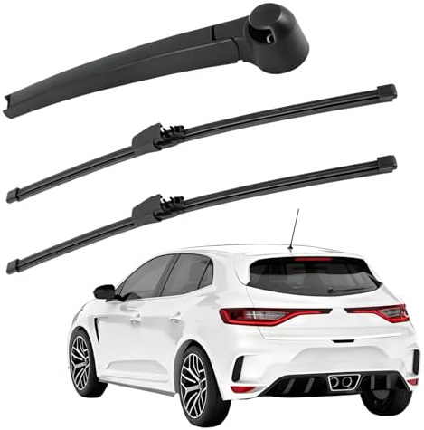 Scheibenwischer Hinten Set Kompatibel 2 Stück Auto Heckscheibenwischer und 1 Stück Heckscheibenwischerarm Ersatz Wischerblatt Wischerarm Heckwischerarm Hinten für Polo 9N 02-09 Golf Plus 05-09