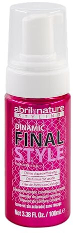 abril et nature - Espuma para Peinados Creativos - Mousse de Fijación Fuerte de Larga Duración - Ideal para Estilizar durante el Secado - Lavado Fácil - Mayor Brillo y Anti Frizz - 100 ml