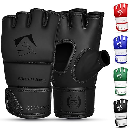 AQF MMA Gloves for Grappling, Sparring & Martial Arts Training Open Palm | Faux Leather, Quick Hook Closure, Ventilated Airflow Design, For Kickboxing Punching Bag Muay Thai Cage Fighting Boxing Gear