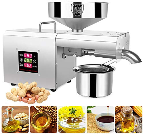 600W Automatische Ölpresse Elektrische Ölpresse Maschine Edelstahl Presstemperatur 50-250 Grad einstellbar mit Digitaler Bildschirm