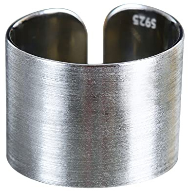 NicoWerk Dam silverring, Ringar bred av 925 sterling silver bandring enkel borstad eklatant matt justerbar öppen SRI743