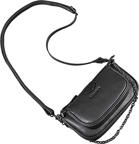 STILORD 'Nancy' Multi Tasche Damen Leder Kleine Crossbody Bag Multi Pochette Mehrzweck Umhängetasche Handtasche 2-in-1 Taschen Set Vintage Echtleder, Farbe:schwarz
