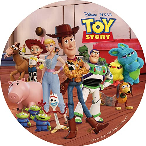 Dekora, Toy Story Disque en Azyme Comestible, Décoration Comestible pour Gâteau d'Anniversaire, Disney Rond Cake Topper 20 CM