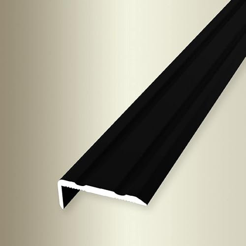 PROVISTON | Winkelprofil | Breite: 24.5 mm | Höhe: 0-7 mm | Länge: 2700 mm | Aluminium Pulverbeschichtet | Gerillt | Einfach Biegbar | Schwarz | Selbstklebend
