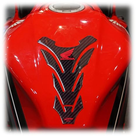 labelbike Adesivo 3D Moto Paraserbatoio Honda | Protezione in Resina, Antigraffio, Decorazione, Effetto Carbonio e Logo Rosso, con Licenza Ufficiale