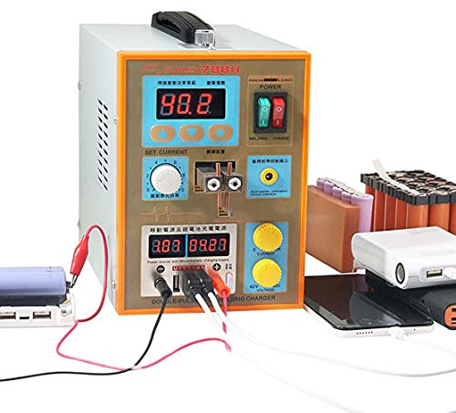 CYMYYDS Saldatore a Punti a Doppio Impulso 18650 Batteria al Litio Saldatrice, Saldatore Pulse Batteria 788H con Saldatore, Sistema di Raffreddamento per 18650 Batteria Spot Welder
