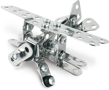Coach House Partners Mini Builder Series Airplane Metal Construction Set – Stainless Steel, 76 Pieces, Tools Included, Enhance Dexterity Skills