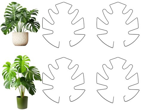 Tinoaly 4pcs Monstera Leaf Plant Support, Metal Monstera Support Climbing Plant Stem Stabilizer Holder for Indoor Outdoor Gardening Growth Accessories (Black)