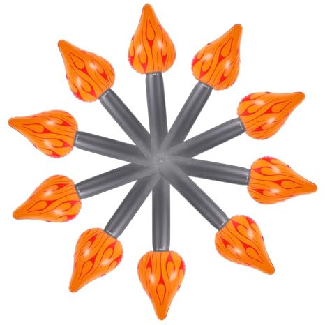 HOUDERCO 10pcs Inflatable Flame Torch Balloons Fake Campfire Decorations for Party