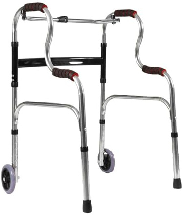Déambulateur Pour Personnes Âgées,Deambulateur 2 Roues Pliable Leger Adulte,Hauteur Réglable,Matériau En Aluminium,Stable Et Antidérapant,Capacité De Charge Jusqu'à 180 Kg,Équipé De 2 Roues Pivotantes