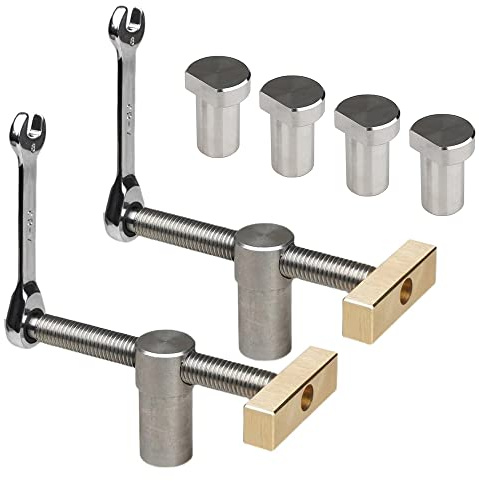 TOOLCOOL Bench Dog Clamp 3/4 Inch Dog Hole Clamp with Stainless Steel Bench Dogs for Woodworking MFT Table Workbench (2 Pack)