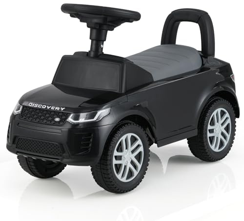 DREAMADE Rutschauto für Kinder, Land Rover Rutscherfahrzeug mit Lenkrad, Hupe, Motorsound, Stauraum & Kippshutz, Aufsitzauto für Kinder ab 1 Jahr (Schwarz)