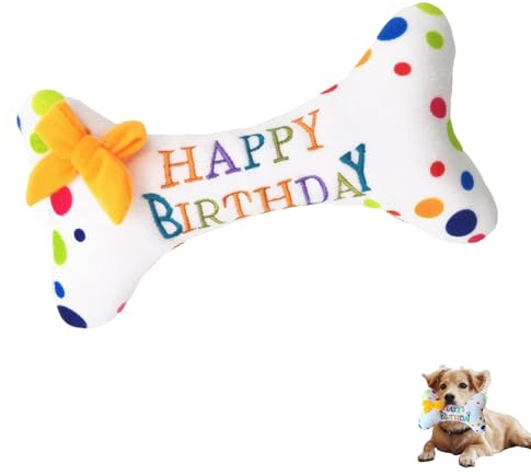 Giocattolo per Cani di Compleanno Happy Birthday Bone Durevole Interattivo Giocattolo da Masticare per Festeggiare e Allenare i Denti