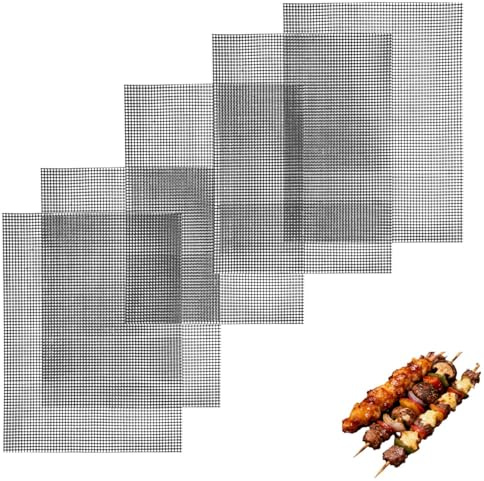 Tomedny 5PCS Grill Mesh Mat, Non Stick BBQ Grill Mesh Mat Grilling Accessories Baking Sheet Reusable for Outdoor Grilling Cooking Baking Barbecue