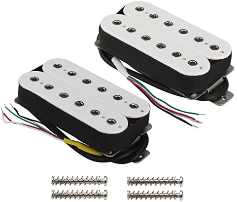 Fleor Alnico 5 elektrisches Gitarren-Hals- & Brücken-Tonabnehmer-Set Doppel-Coil-Humbucker-Tonabnehmer - Weiß