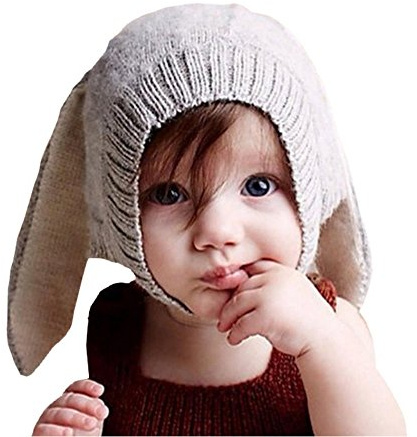 EROSPA® Süße Baby-Winter-Mütze mit Hasenohren Rabbit Strickmütze Beanie Mädchen Jungen Kaninchen