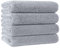 Polyte - Toalla de baño de Microfibra superabsorbente antipelusa - Secado rápido - Gris - 145 x 76 cm - Pack de 4
