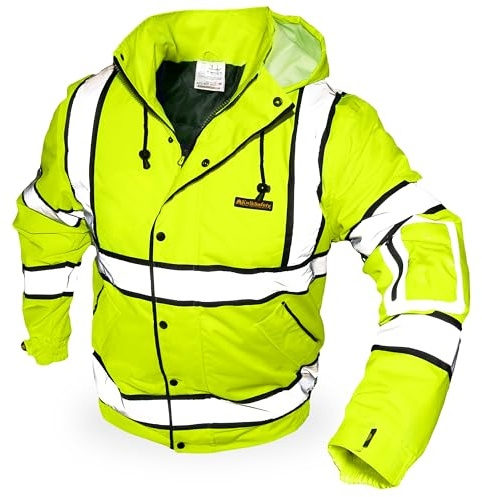 KwikSafety - Charlotte, NC - MARSHAL Bomber Safety Jacket [Multi-Use Rugged] Class 3 Water Resistant ANSI OSHA Hi Viz Work Gear/Yellow 2XL
