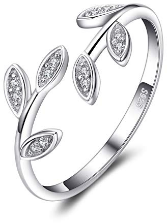 JewelryPalace Olivblad Justerbar Förlovningsring Vigselringar Ring Silver 925 Damer, Zirkonia Silverringar Vigselringar Damringar Damring öppning Damringar Set, Damsmycken
