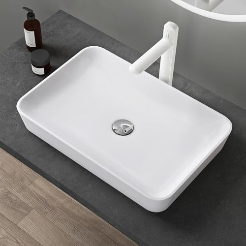doporro Lavabo Vasque à Poser Blanc Mat en Solid Surface 60x40x9cm