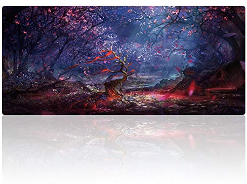 Cmhoo XXL professionell stor musmatta och datorspel musmatta (90 x 40 skog)