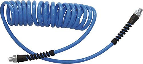 ewo Druckluft-Spiralschlauch Polyurethan, mit Anschlussgewinde G1/4 (Messing verzinkt), Schlauch-ø: 8 x 5 mm, Arbeitslänge: 3 m, Außen-ø: 40 mm, Arbeitsdruck: 18,0 bar