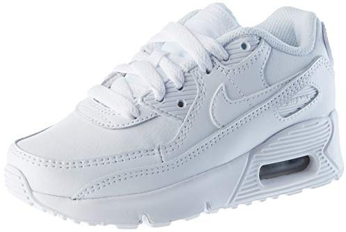 Nike NIKE AIR MAX 90 LTR LITTLE KIDS' SH, Unisex Kid's Running Shoe, White White Metallic Silver White, 1 UK (33 EU)