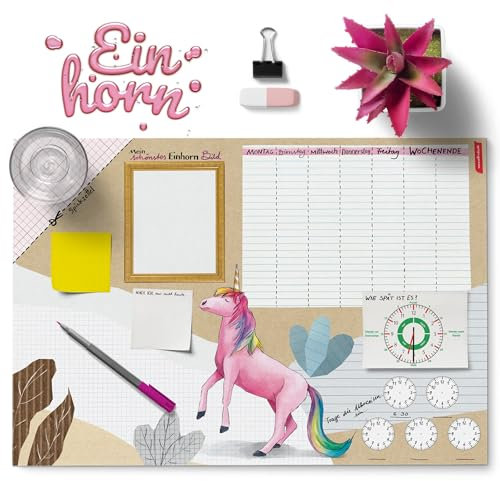 Schreibtischunterlage - Einhorn, kreative Malunterlage, Geschenk zur Einschulung, Schuleinführung, Schulanfang, Schulkind, Will & Ruby