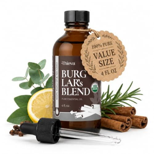 113 ml de aceite esencial para ladrones de inmunidad Mezcla orgánica (basada en la historia de los cuatro ladrones) – Grado terapéutico certificado por USDA Mezcla de clavo de olor, canela