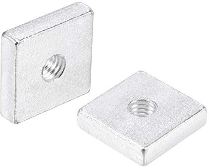 sourcing map Vierkantmuttern, M6 x 20 x 5 mm, verzinkt, metrisches Grobgewinde, Sortimentskit, 10 Stück