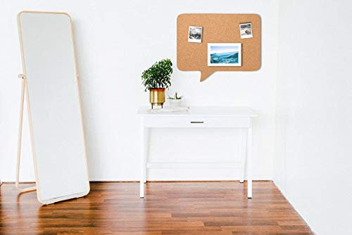 Pinnwand Sprechblase eckig XXL 65 x 53 cm | Sprechblase zum Pinnen und als Wanddeko | Hochwertig & Modern | Für Büro, Homeoffice und Küche – Kork (Selbstklebend (mit Klebefolie))