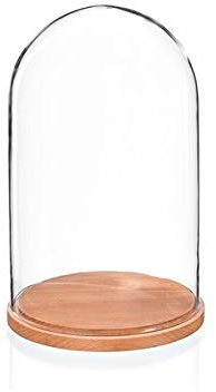 EMH Mittelgroße Glaskuppel mit natürlichem Sockel, Höhe 37 x 21 cm