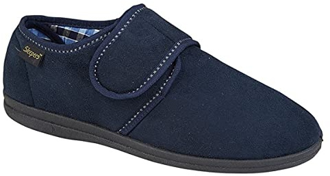 Sleepers Johnny mikrofiber minnesskum touch fästande tofflor marinblå storlek 6-14 storlek 13 tofflor storlek 14 tofflor, Marinblått Xsp, 44.5 EU