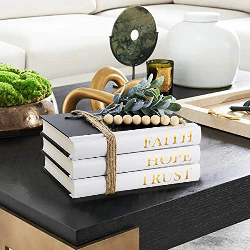 Black & White Decorative Books - HOPE, FAITH, TRUST(Set of 3) for Coffee Tables and Shelves