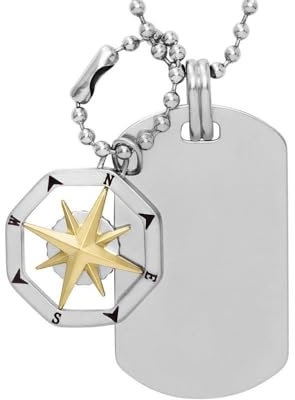 FOSSIL Herrenhalskette aus Edelstahl mit Karabinerverschluss Dog tag, Helles Silber