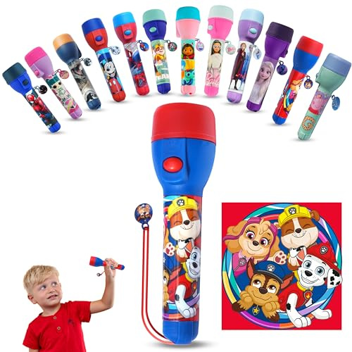 Patrulla de la pata Antorcha Roja Luz de flash LED para niños Antorcha Linterna LEDs Batería Correa de transporte Juguete de noche brillante Antorcha grande infantil - 16cm