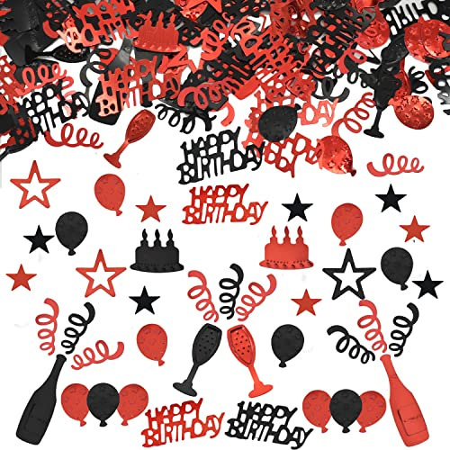 e Anniversaire Confettis, Anniversaires Paillettes Confetti, Happy Birthday Anniversairei Décoration de Table ConfettisDeco Anniversairess Confetti Decoration Noir et rouge