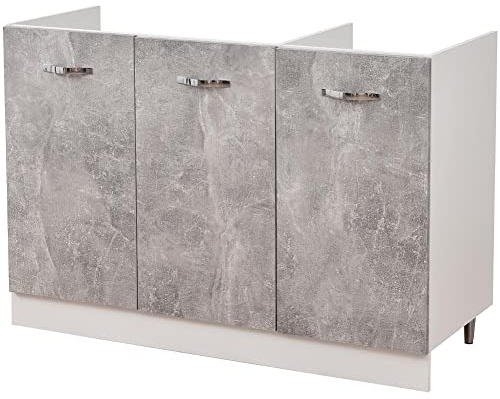 Shally Dogan Mobile Sottolavello per Cucina 3 Ante componibile Mobiletto base da 120 per lavello (120 x 50 x 85 cm, Grigio)