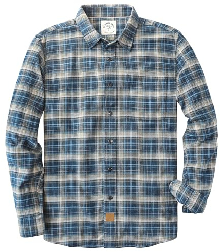 Dubinik® Flanellskjorta för män, rutig, bomull, snickarskjorta, normal passform, vardagsskjorta med knappar, långärmad skjorta med fickor, XXL