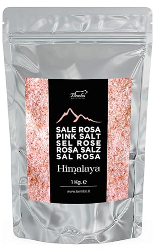 Bembo – Sale Rosa dell’Himalaya Fine - 1000 g - Povero Di Sodio, Ricco Di Oligoelementi, Senza Conservanti, Coloranti Anti Impaccanti - Fine