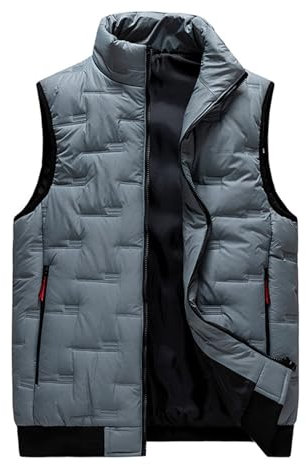 Herren Outdoor Casual Stehkragen Weste Oberbekleidung Westen Winter Warm Wandern Angeln Ärmellose Jacke Mantel,Grau,5XL