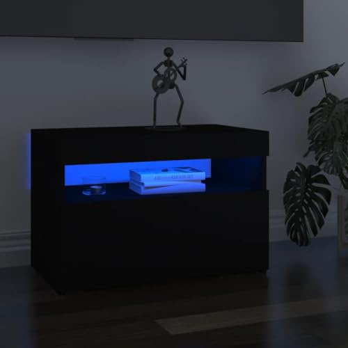 Mobile Basso Soggiorno,Mobiletto Tv Multifunzione Mobile Porta Tv Con Luci Led Nero 60x35x40 Cmadatto A Soggiorni, Camere Da Letto, Sotto Il Televisore