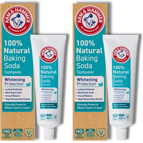 Arm & Hammer 100% Natural Baking Soda Whitening Protection Toothpaste, 75ml (Pack of 2)