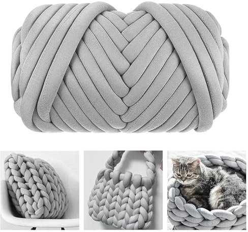 MeYuxg Chunky Yarn Grau, 25M Chunky Wolle Superweicher Waschbarer, Stricken & Selbermachen Armstricken Wolle für Dicke Wolle zum Stricken, Handstrickgarn, Grobstrick (500g)