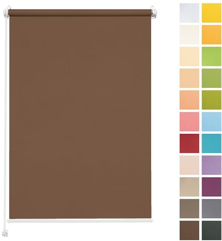 Rettika Sichtschutz Rollo ohne Bohren - Schokolade, Breite: 35cm, Höhe 120 - Rollos für Fenster ohne Bohren, Fenster rollos für innen, Jalousien zum Klemmen, Klemmrollo